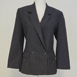 Vintage Agnes B 100% Wool Women's Gray Blazer